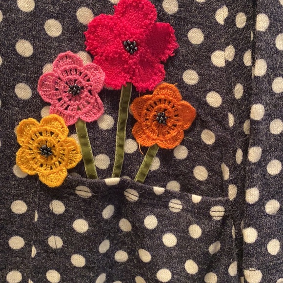 Super cute navy with white polkadots dress light sweater type material - Picture 2 of 5